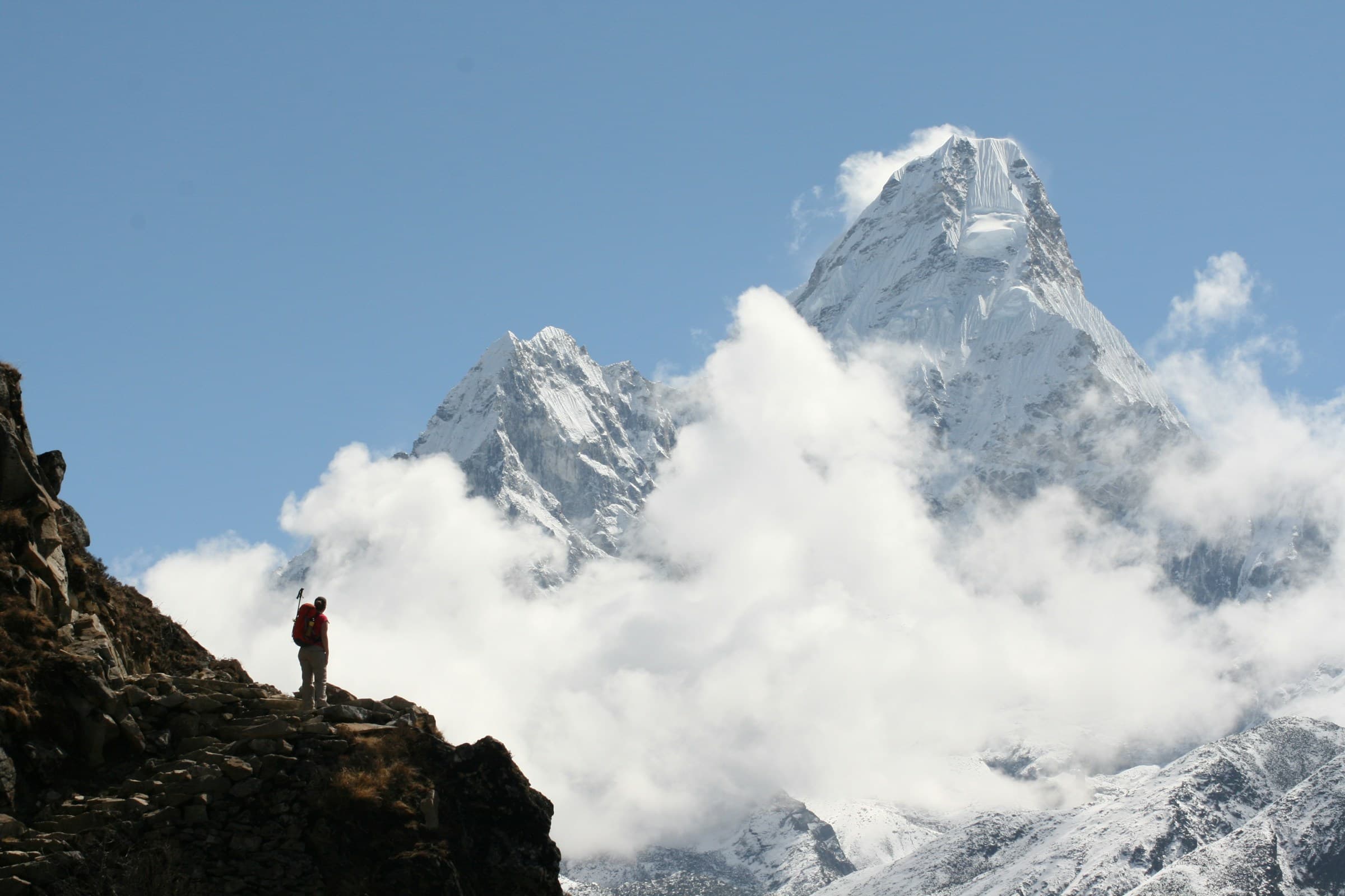 Trekker in the Himalayas